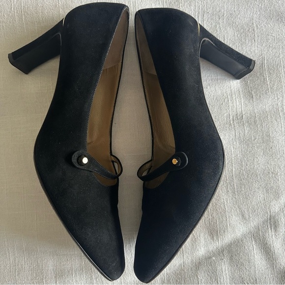 St. John Shoes Womens Size 10 Black Suede Mary Jane Pumps Block Heel Italy Party - Picture 3 of 14